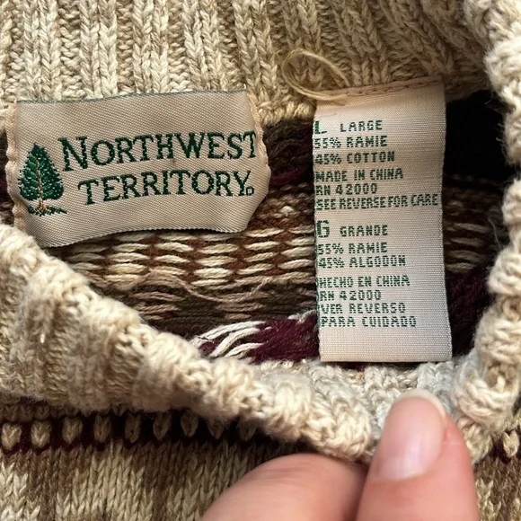 Northwest Territory Pullover Sweater Mens Sz L Vintage Naturals Raime Fair Isle - Picture 5 of 12